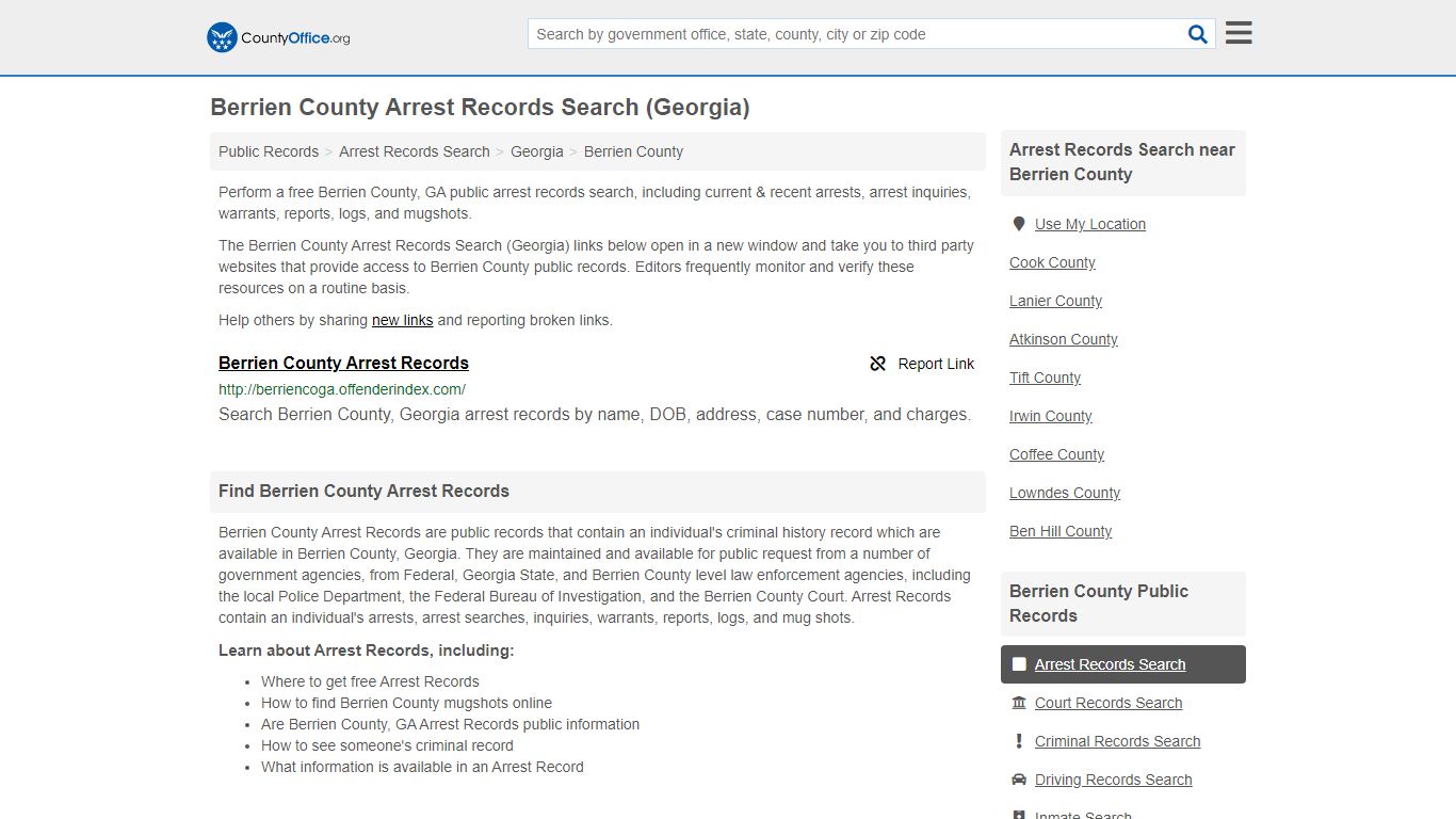 Arrest Records Search - Berrien County, GA (Arrests ...